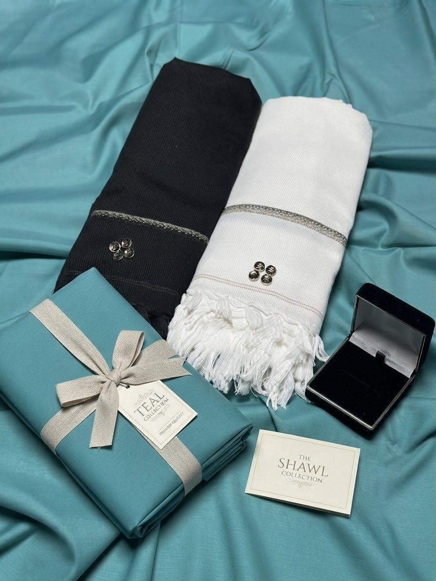 Junaid Jamshed Men Unstitch Boski Suit with Winter Wool Shawl D-0010