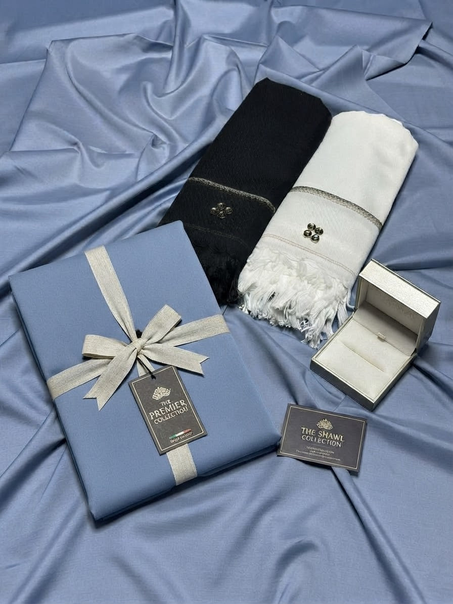 Junaid Jamshed Men Unstitch Boski Suit with Winter Wool Shawl D-008