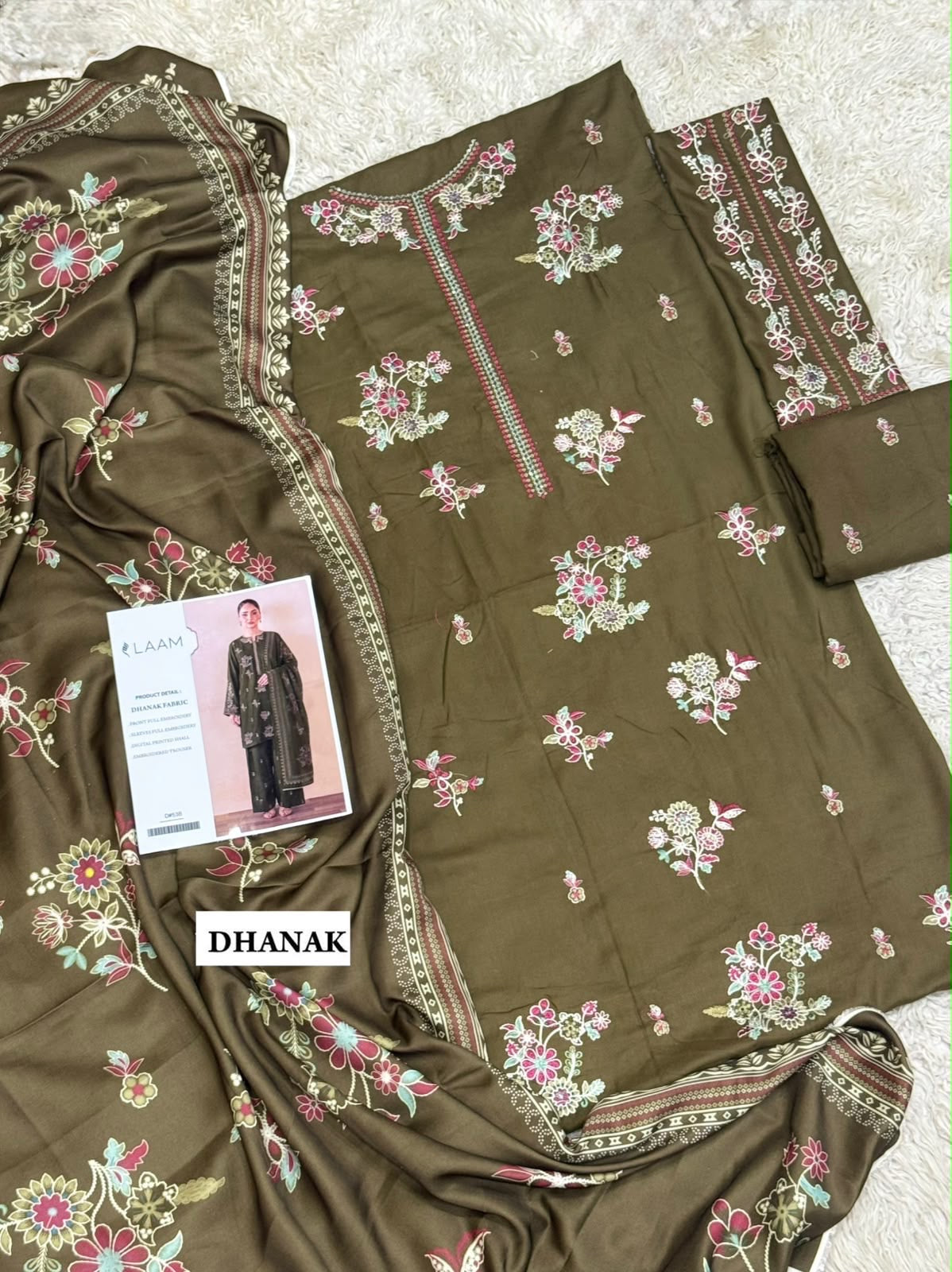SALE Embroidered Dhanak 3pc Winter Collection Unstitch D030