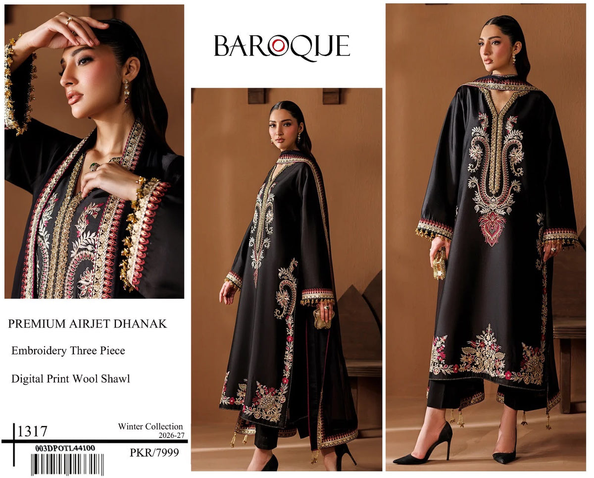 SALE Embroidered Dhanak 3pc Winter Collection Unstitch D027
