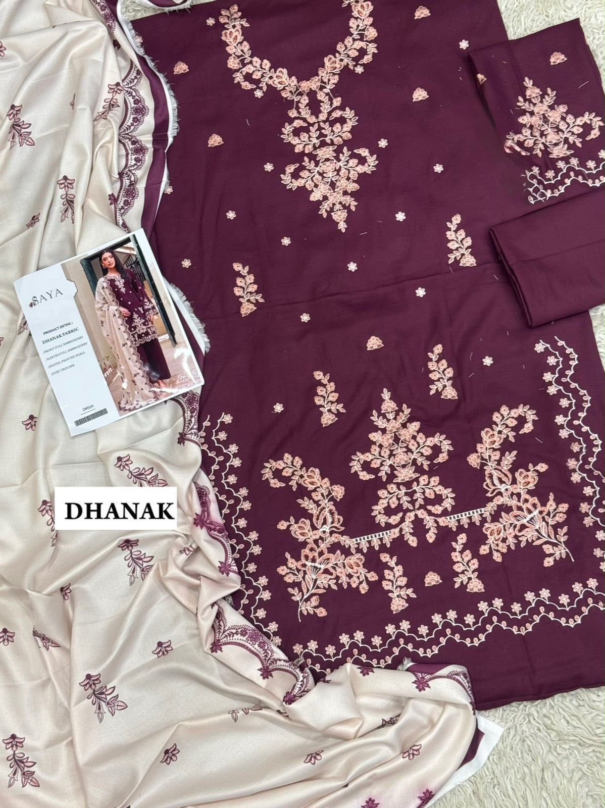 SALE Embroidered Dhanak 3pc Winter Collection Unstitch D017