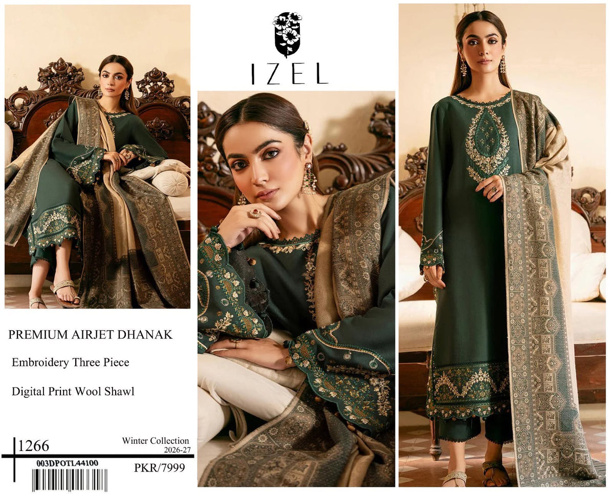 SALE Embroidered Dhanak 3pc Winter Collection Unstitch D033