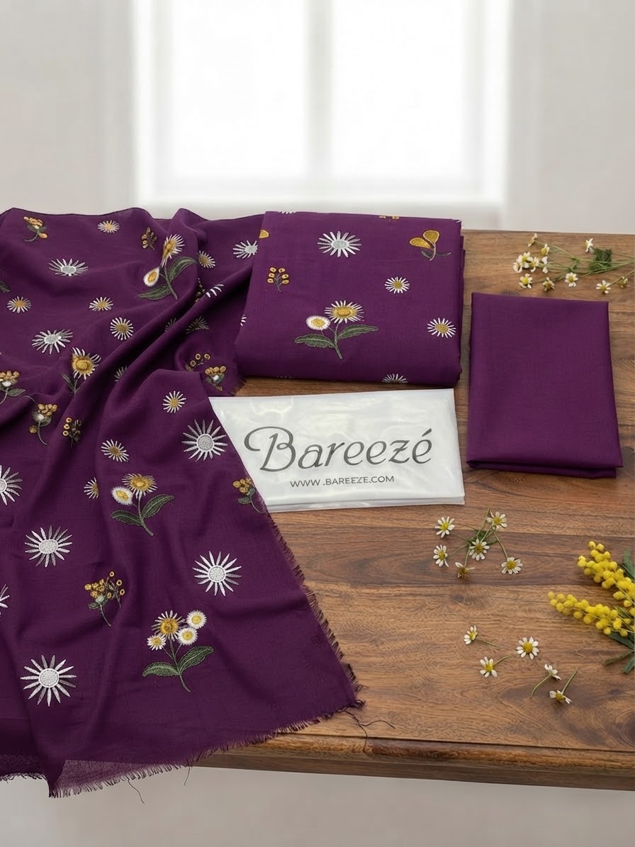 Bareeze 2-Piece Embroidered Dhanak Winter Suit D#111