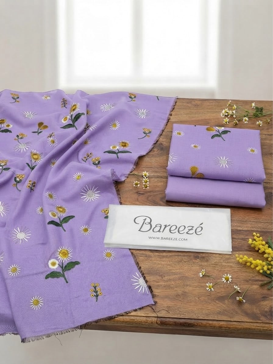Bareeze 2-Piece Embroidered Dhanak Winter Suit D#112