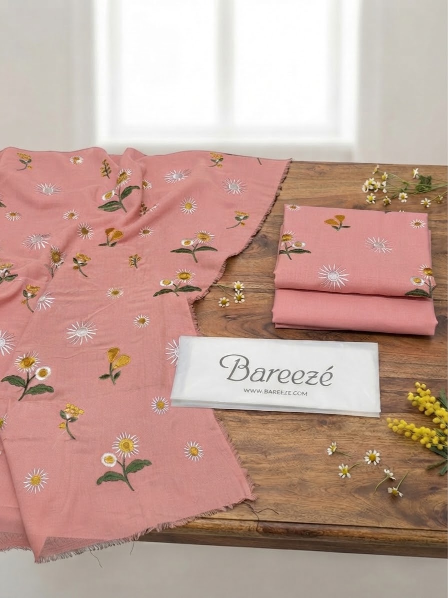 Bareeze 2-Piece Embroidered Dhanak Winter Suit D#108