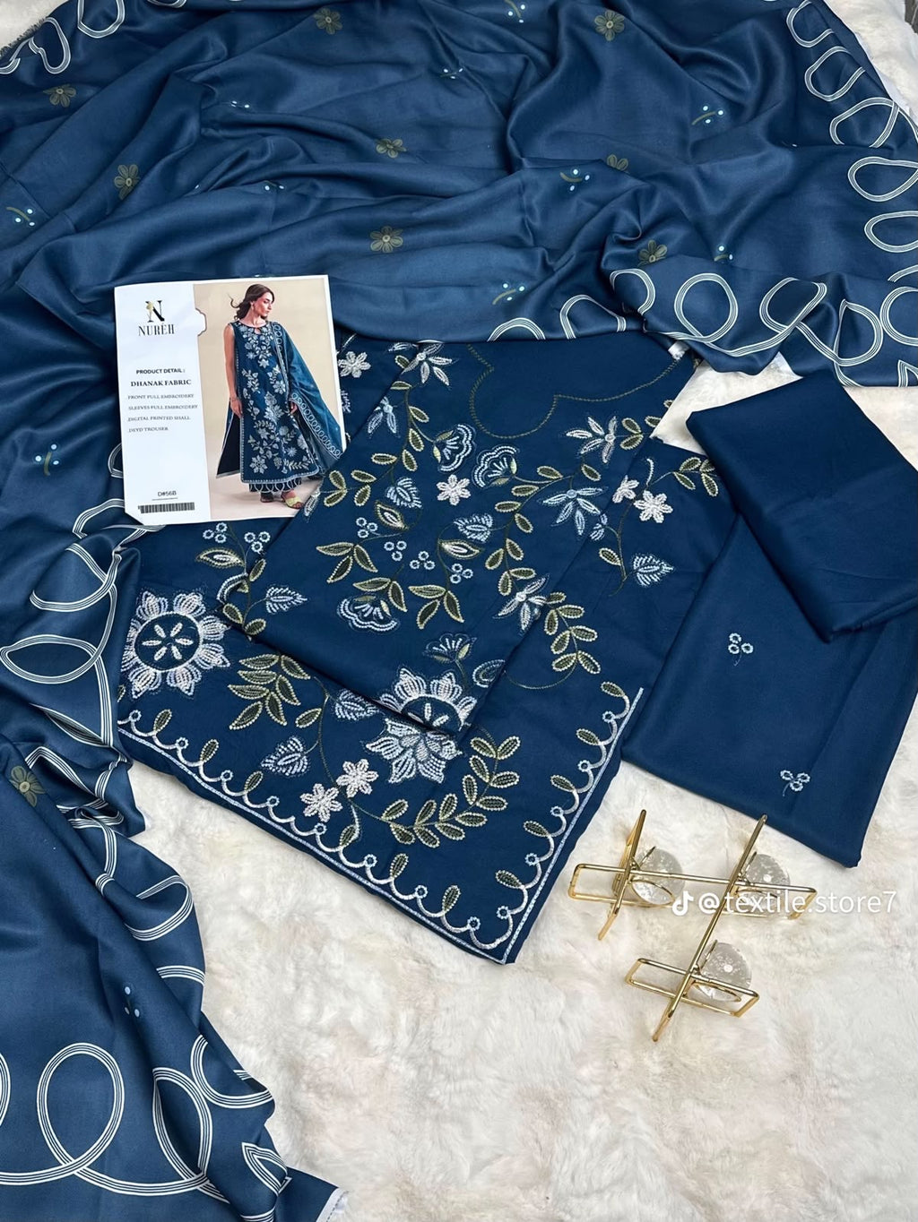 SALE Embroidered Dhanak 3pc Winter Collection Unstitch D016