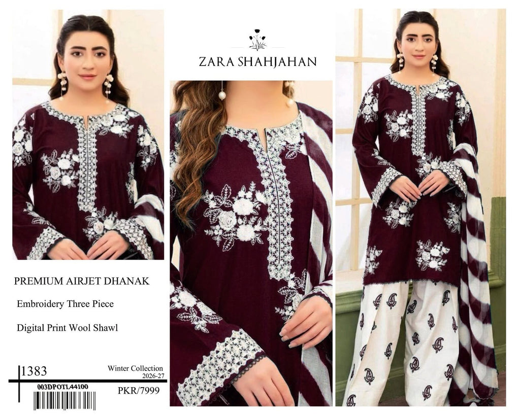 SALE Embroidered Dhanak 3pc Winter Collection Unstitch D026