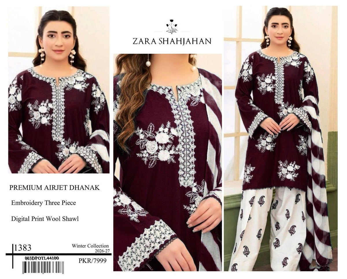 SALE Embroidered Dhanak 3pc Winter Collection Unstitch D026