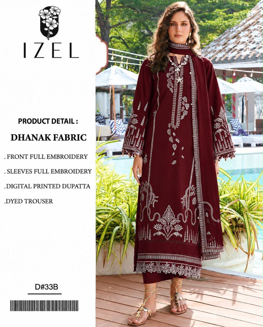 SALE Embroidered Dhanak 3pc Winter Collection Unstitch D031