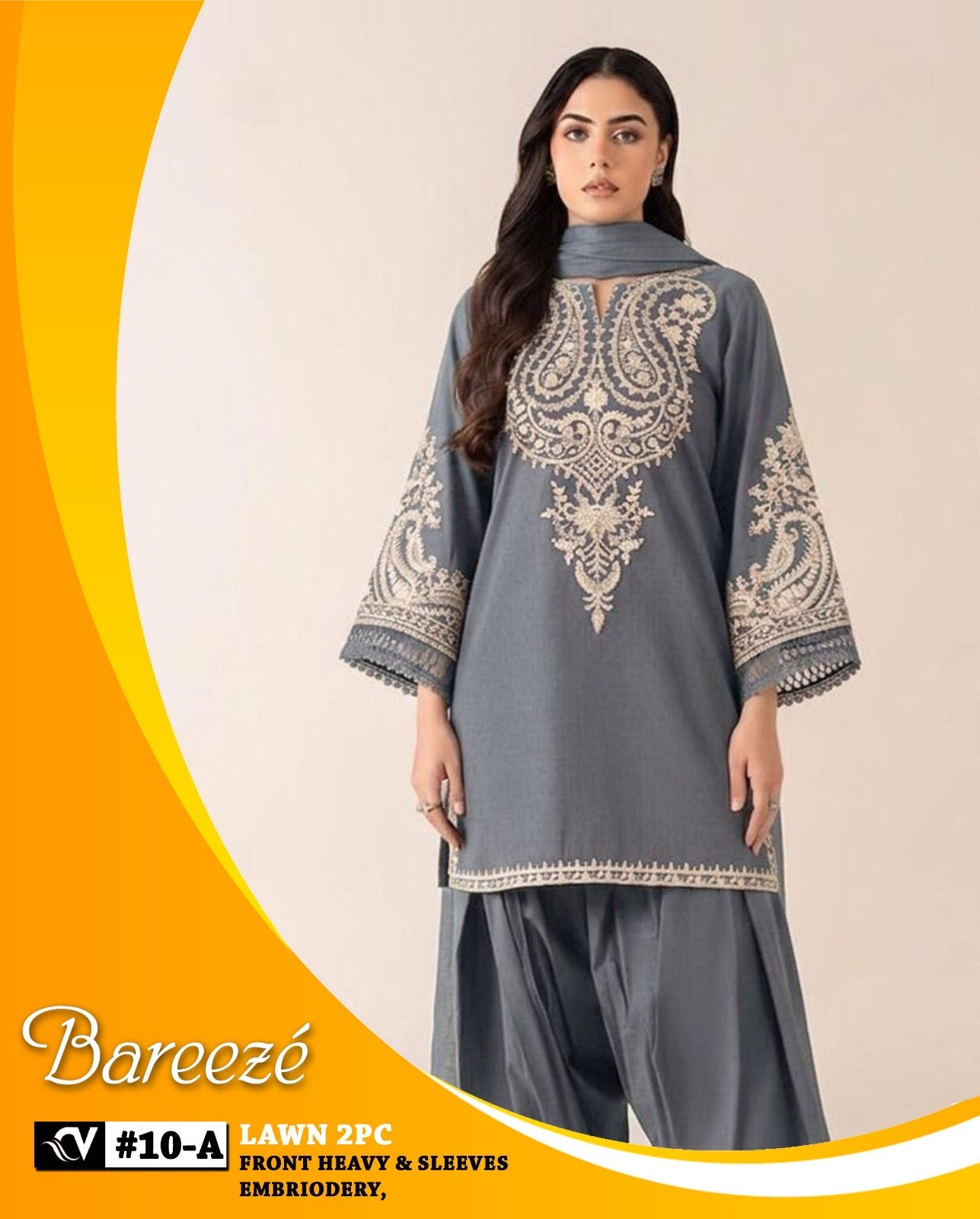 Bareeze 2-Piece Full Embroidered Lawn Suit D#092