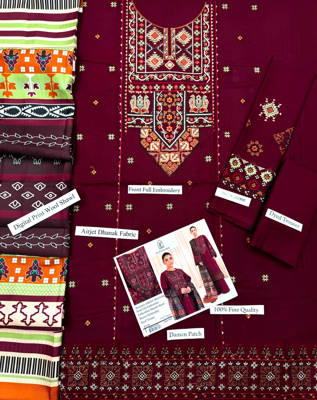 SALE Embroidered Dhanak 3pc Winter Collection Unstitch D029