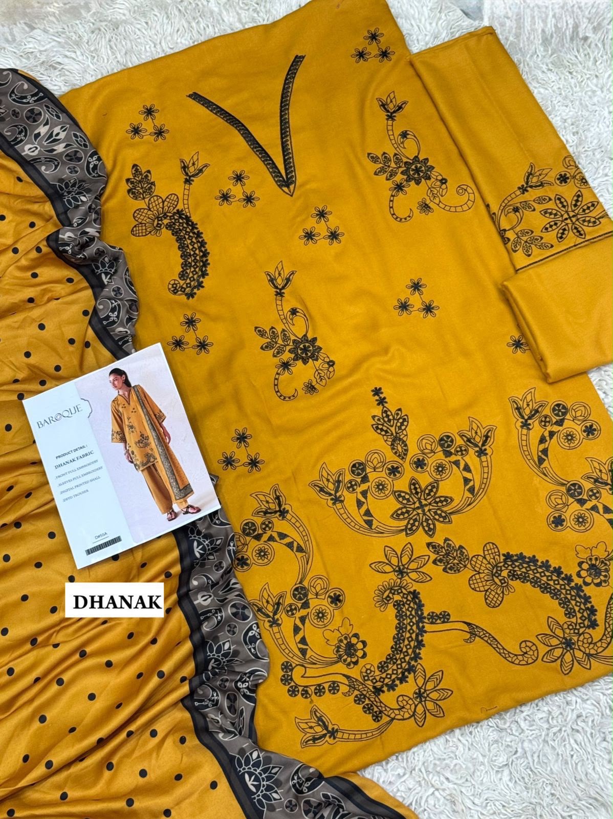 SALE Embroidered Dhanak 3pc Winter Collection Unstitch D018