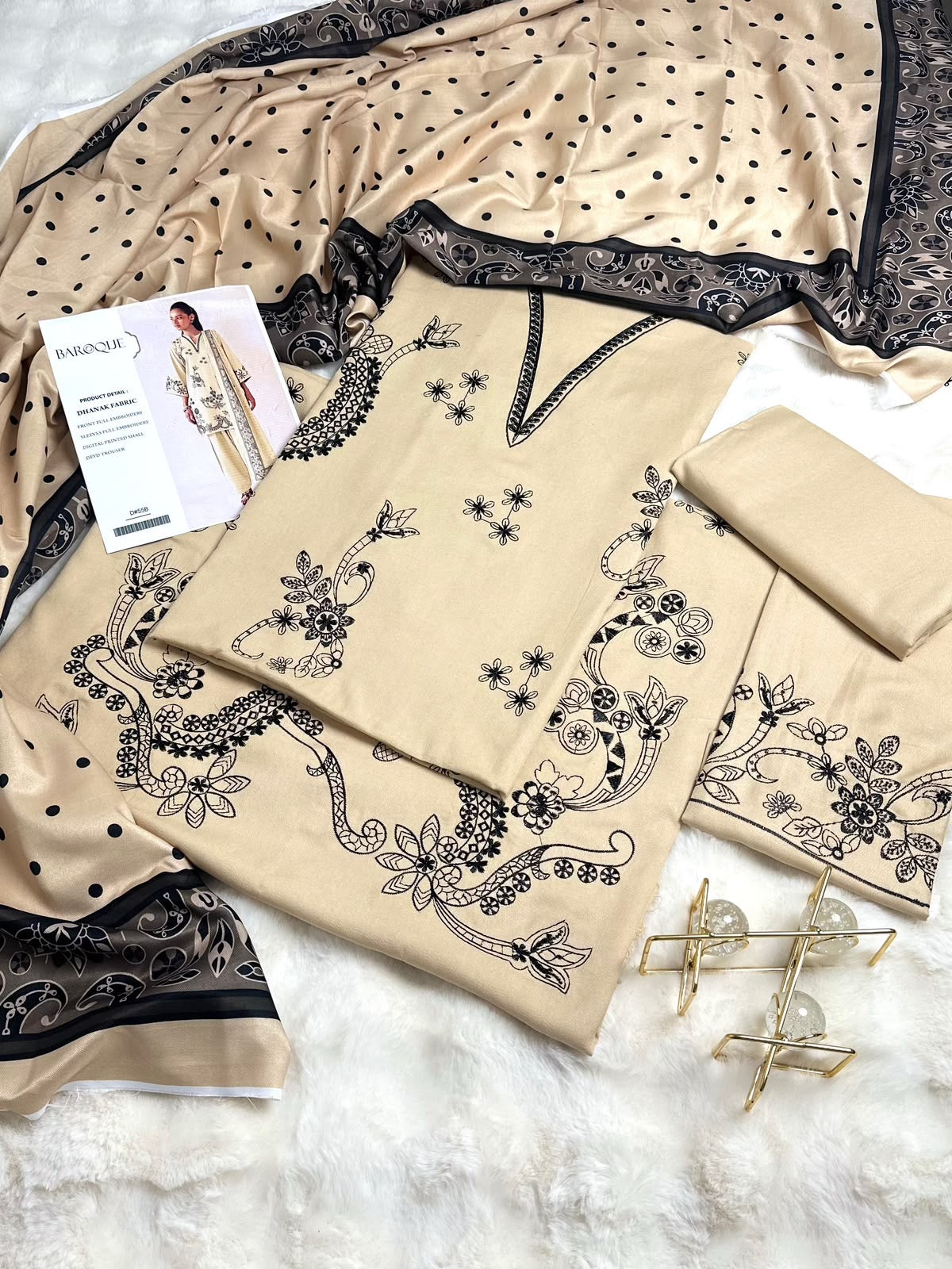 SALE Embroidered Dhanak 3pc Winter Collection Unstitch D013
