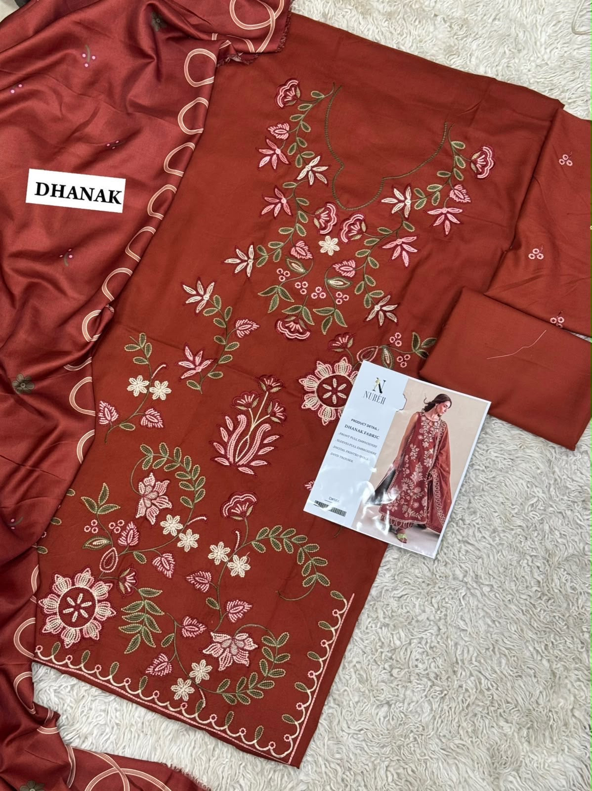 SALE Embroidered Dhanak 3pc Winter Collection Unstitch D015