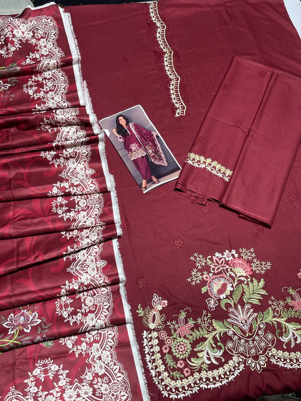 SALE Embroidered Dhanak 3pc Winter Collection Unstitch D022