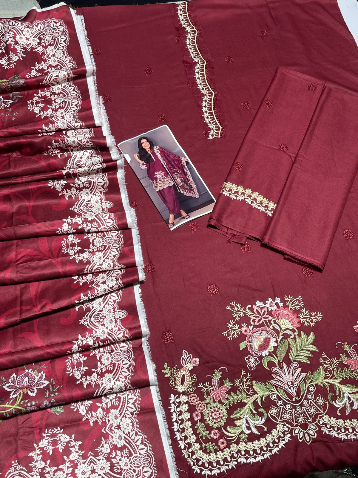 SALE Embroidered Dhanak 3pc Winter Collection Unstitch D022