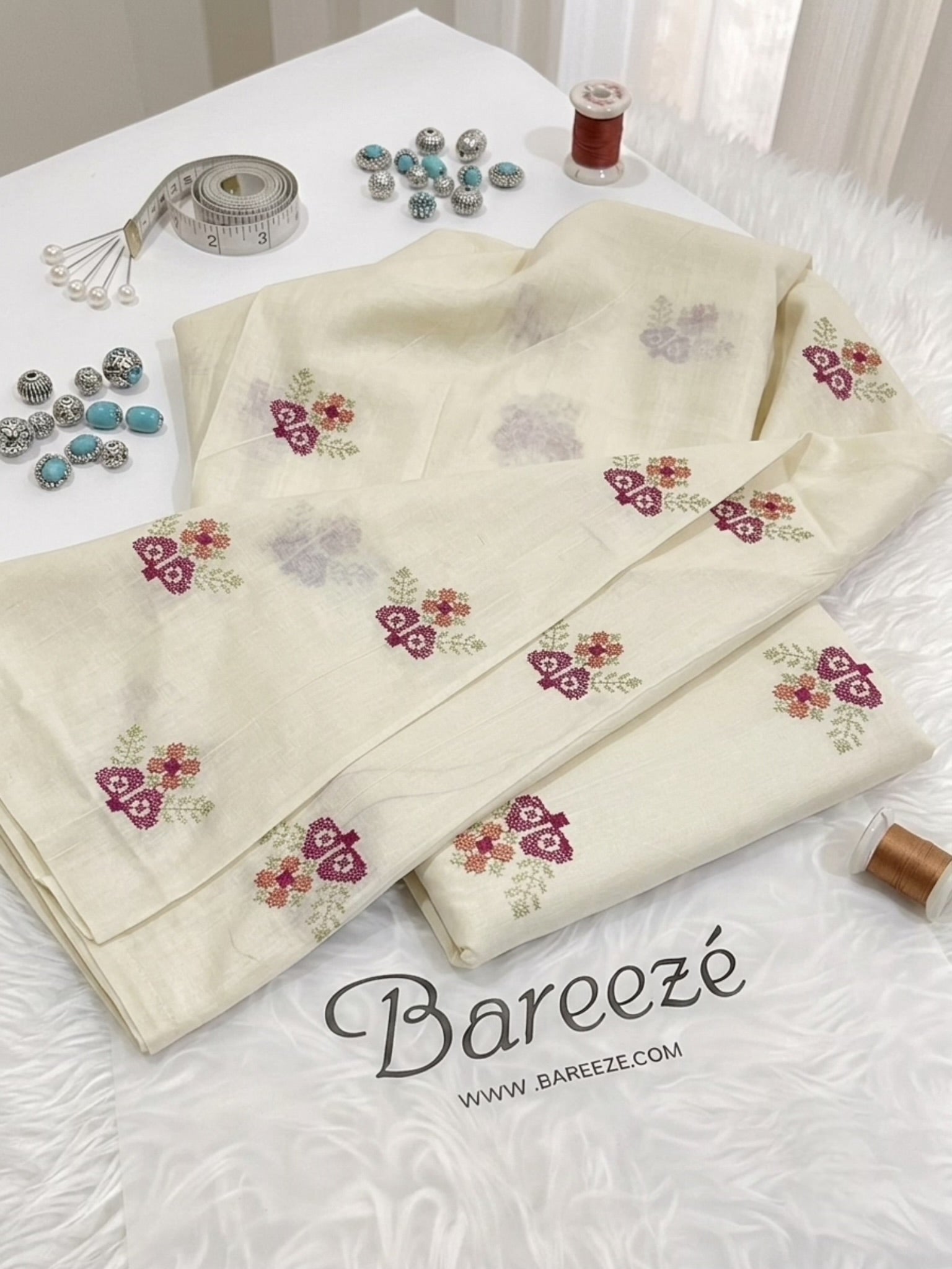 Bareeze 2-Piece Shirt + Trouser Embroidered Lawn Suit D#033