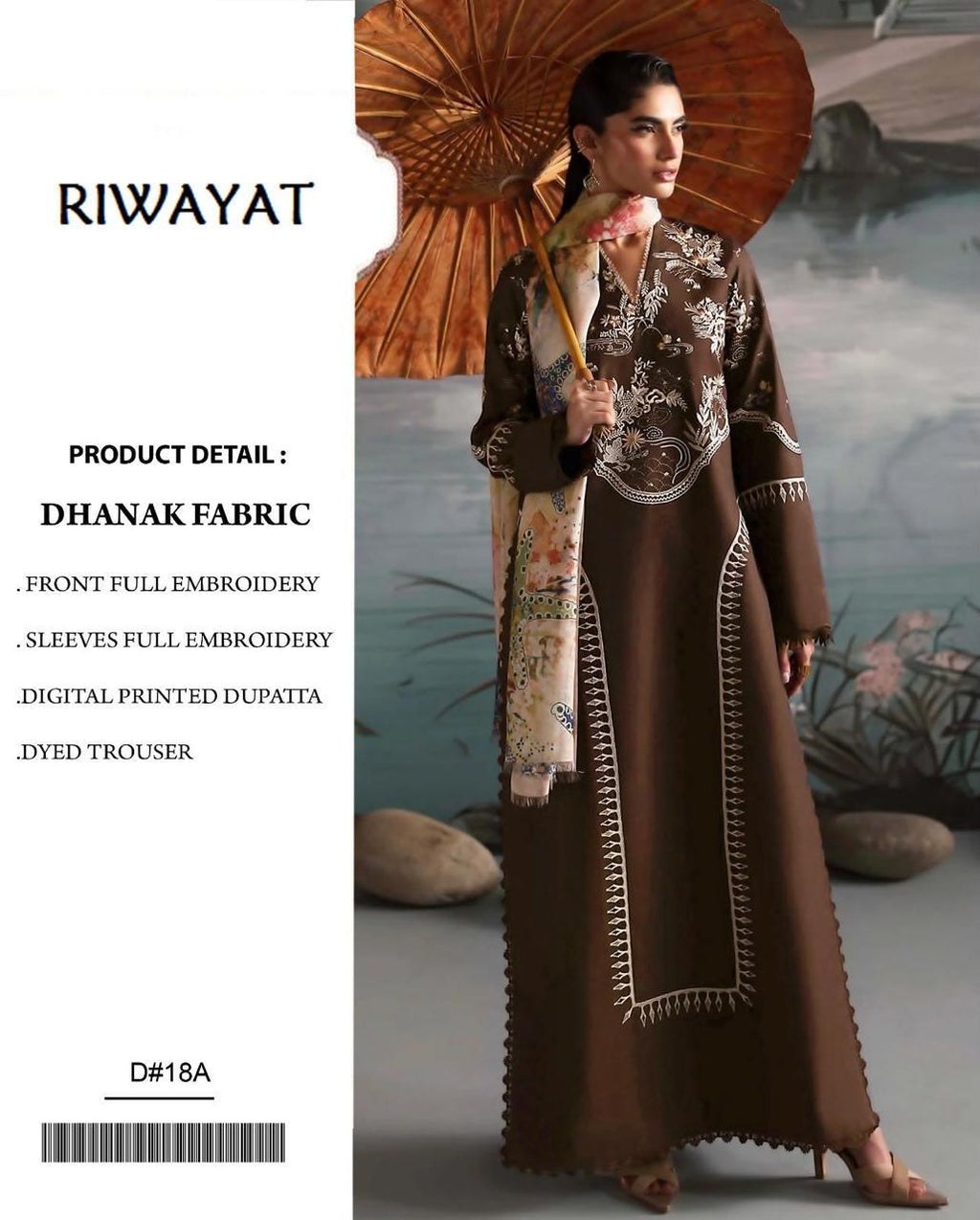 SALE Embroidered Dhanak 3pc Winter Collection Unstitch D019