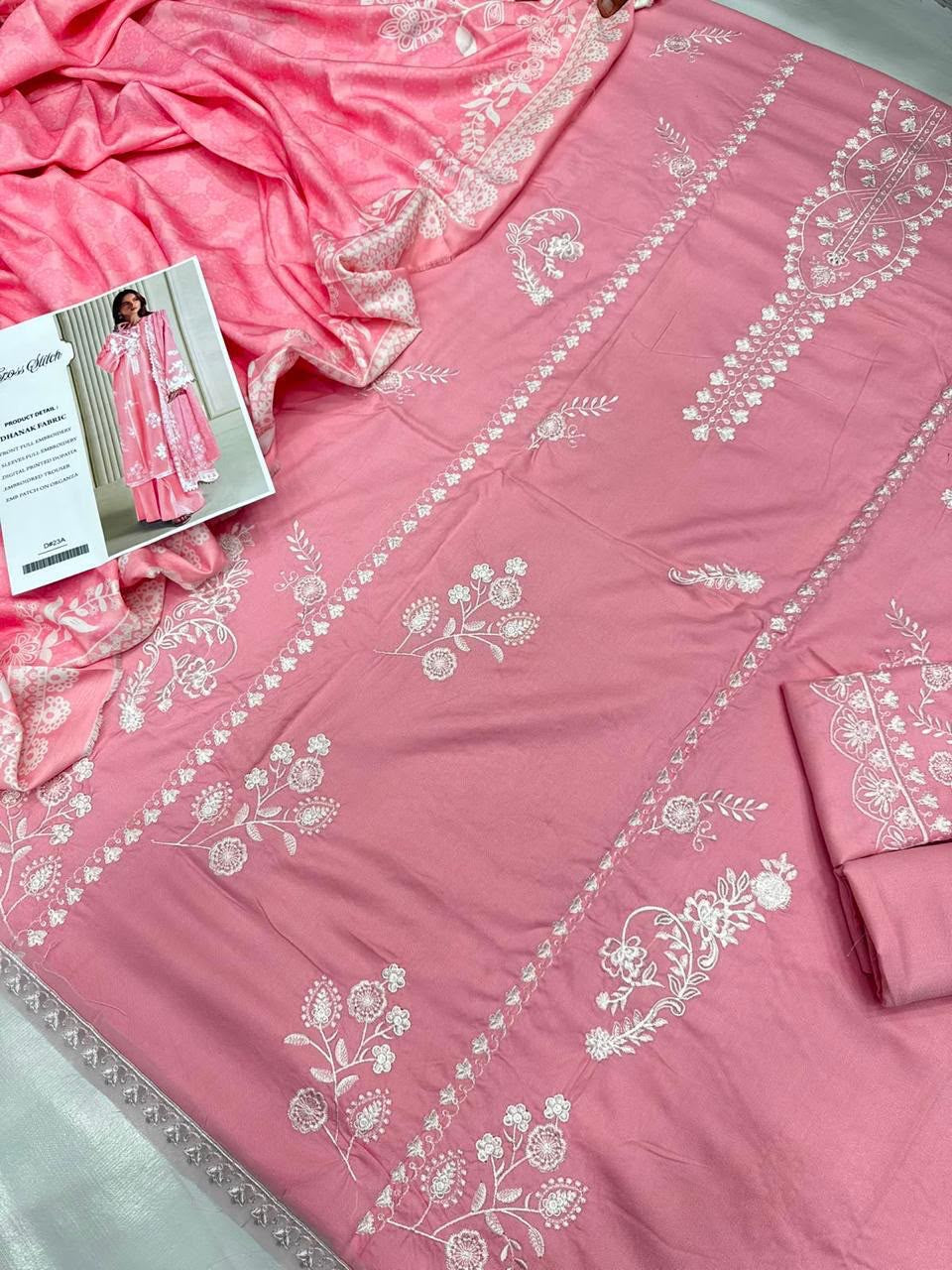 SALE Embroidered Dhanak 3pc Winter Collection Unstitch D010