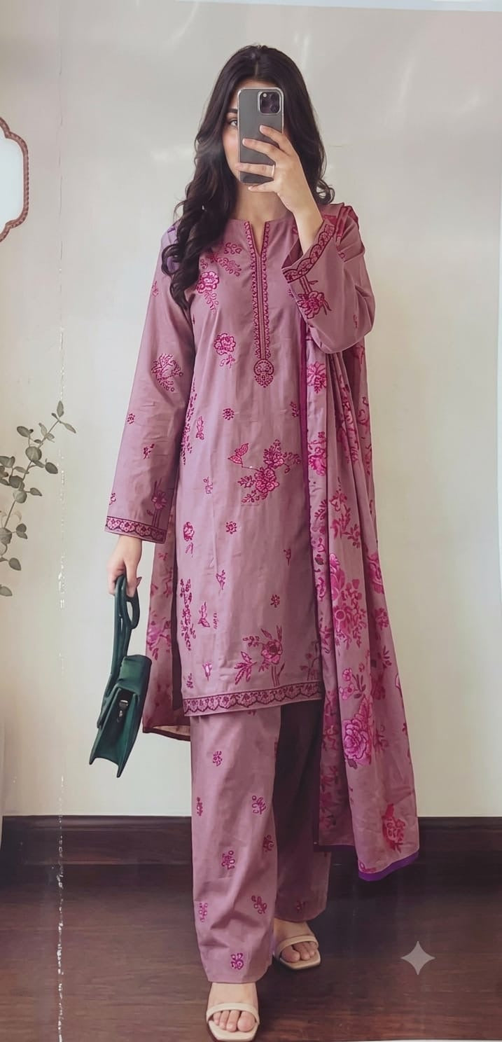 SALE Embroidered Dhanak 3pc Winter Collection Unstitch D034