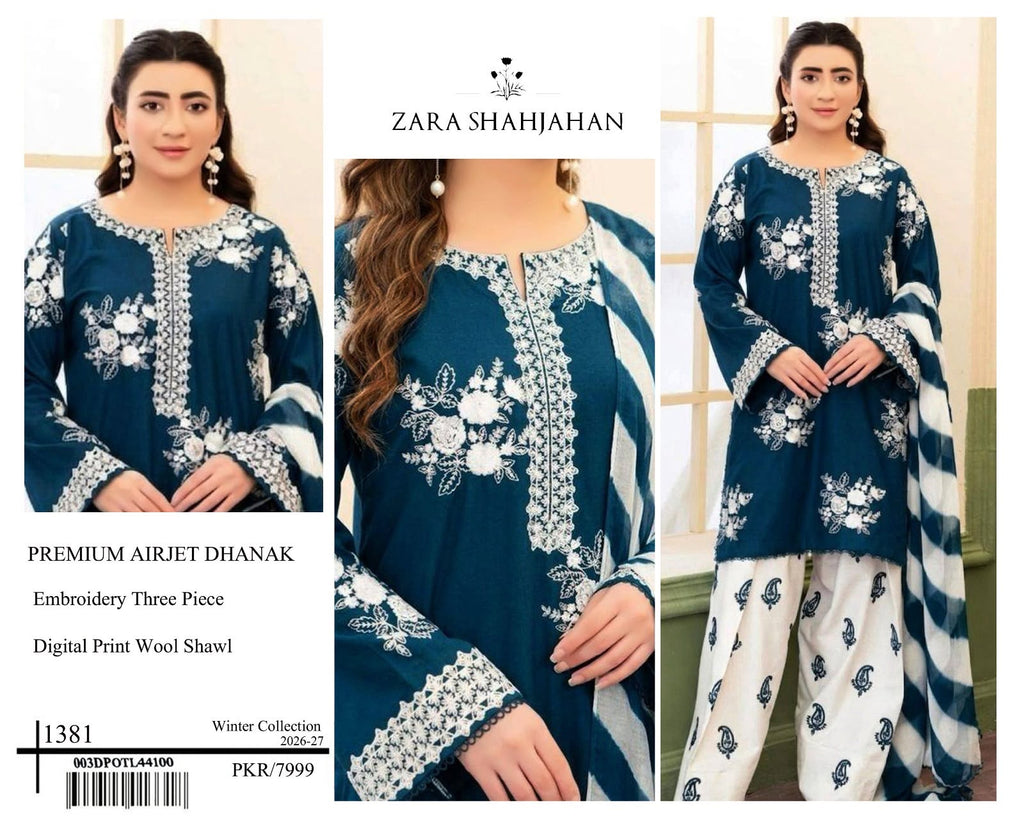 SALE Embroidered Dhanak 3pc Winter Collection Unstitch D024