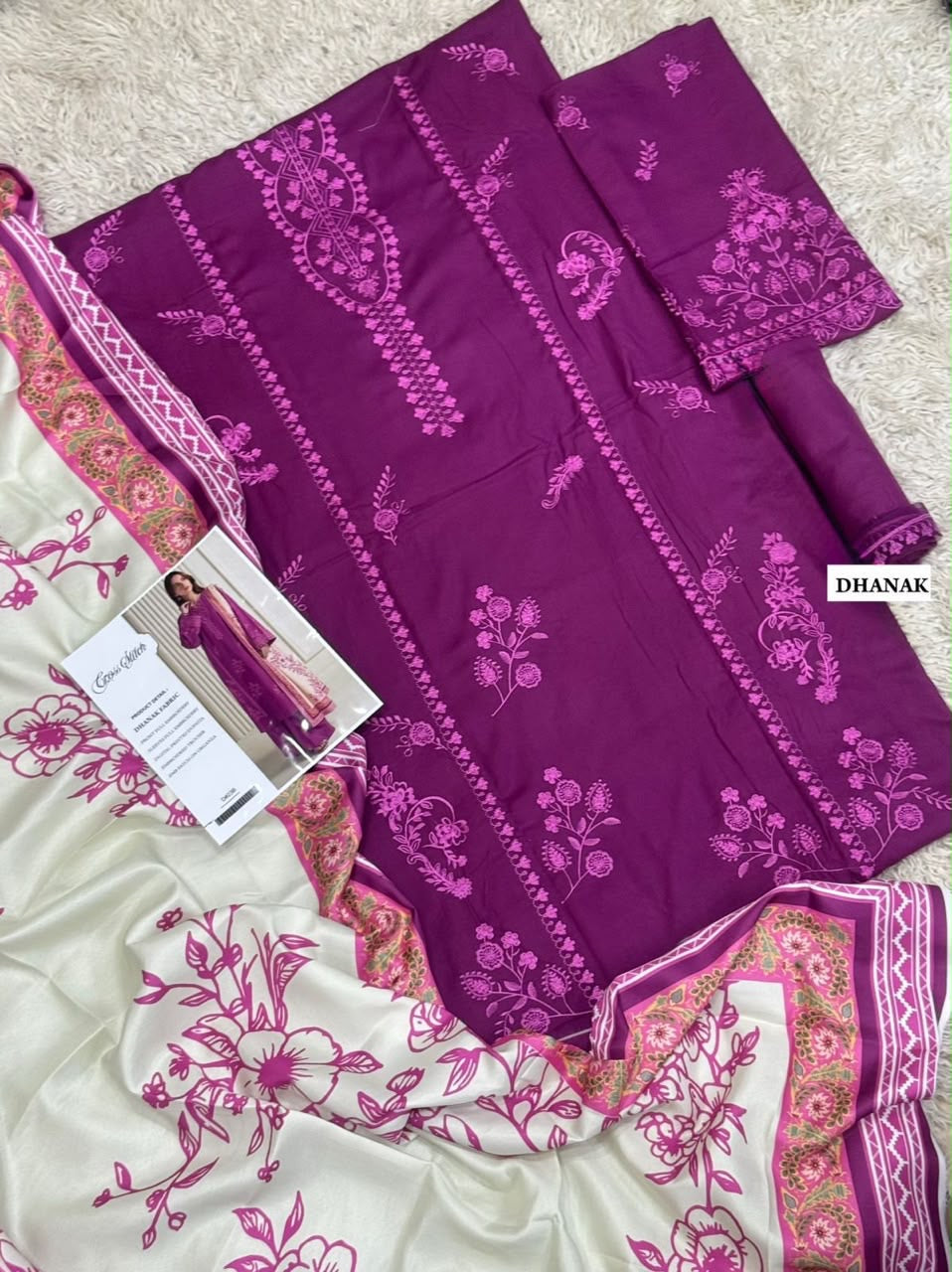 SALE Embroidered Dhanak 3pc Winter Collection Unstitch D009