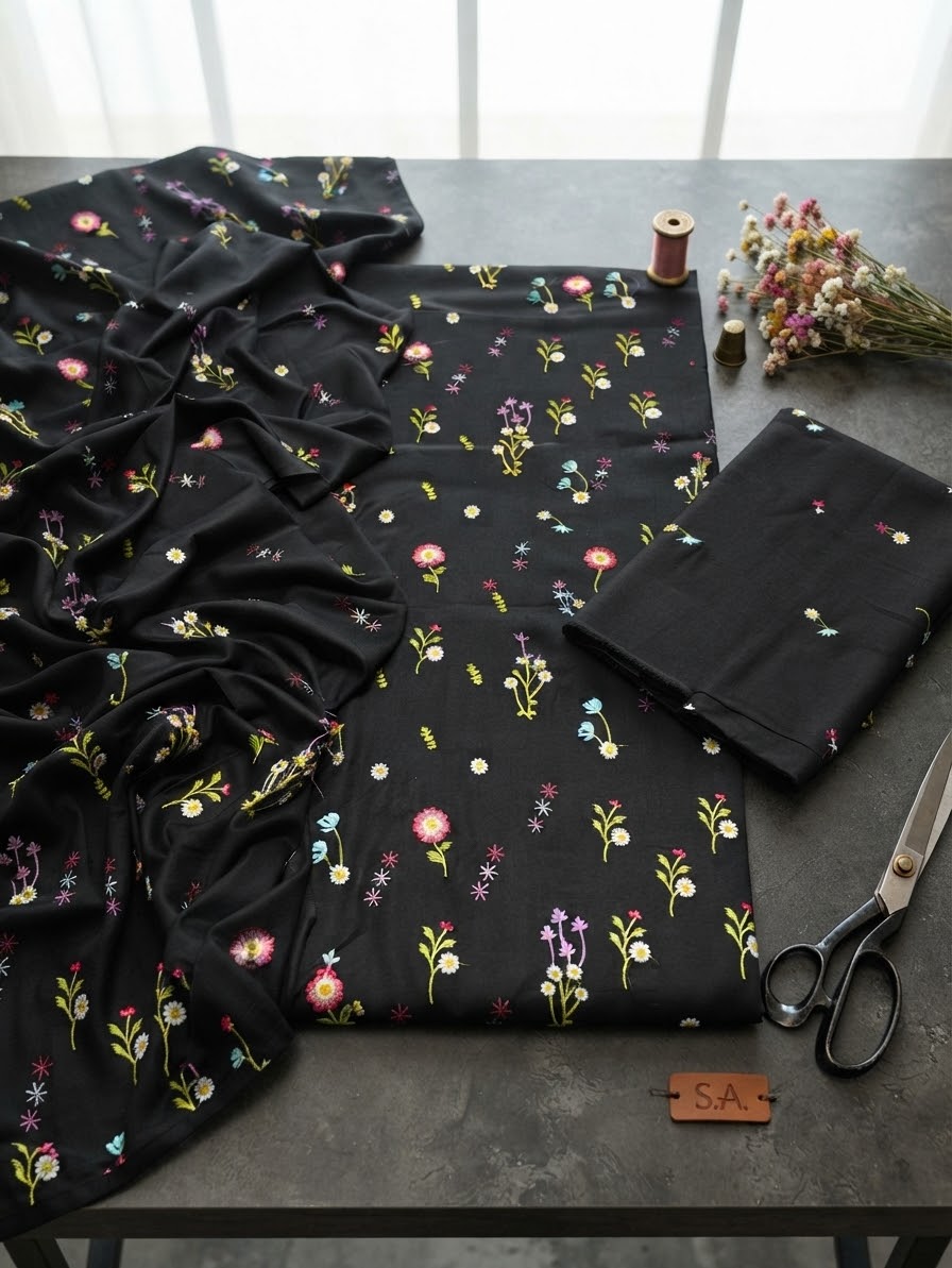 Latest Viral Embroidered Dhanak 3pc Winter Collection Unstitch D001