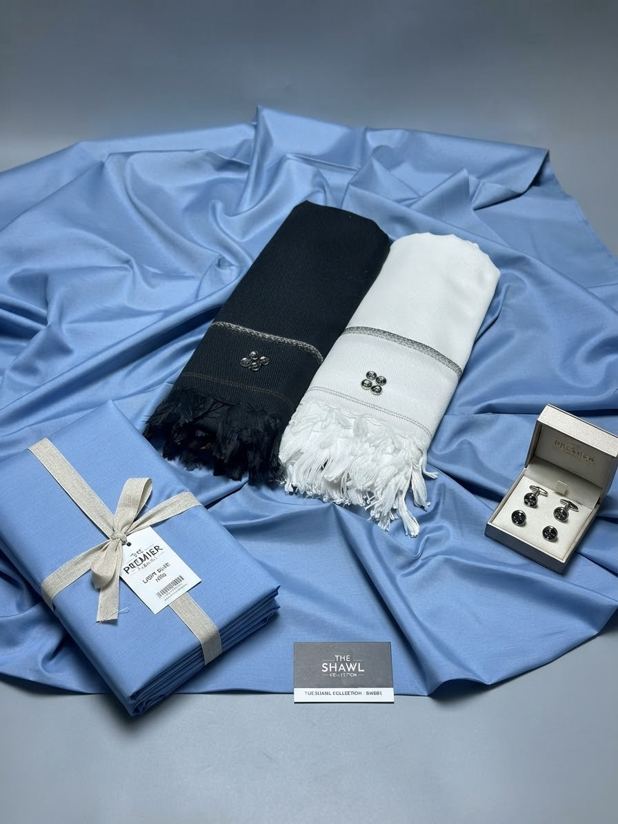 Junaid Jamshed Men Unstitch Boski Suit with Winter Wool Shawl D-004
