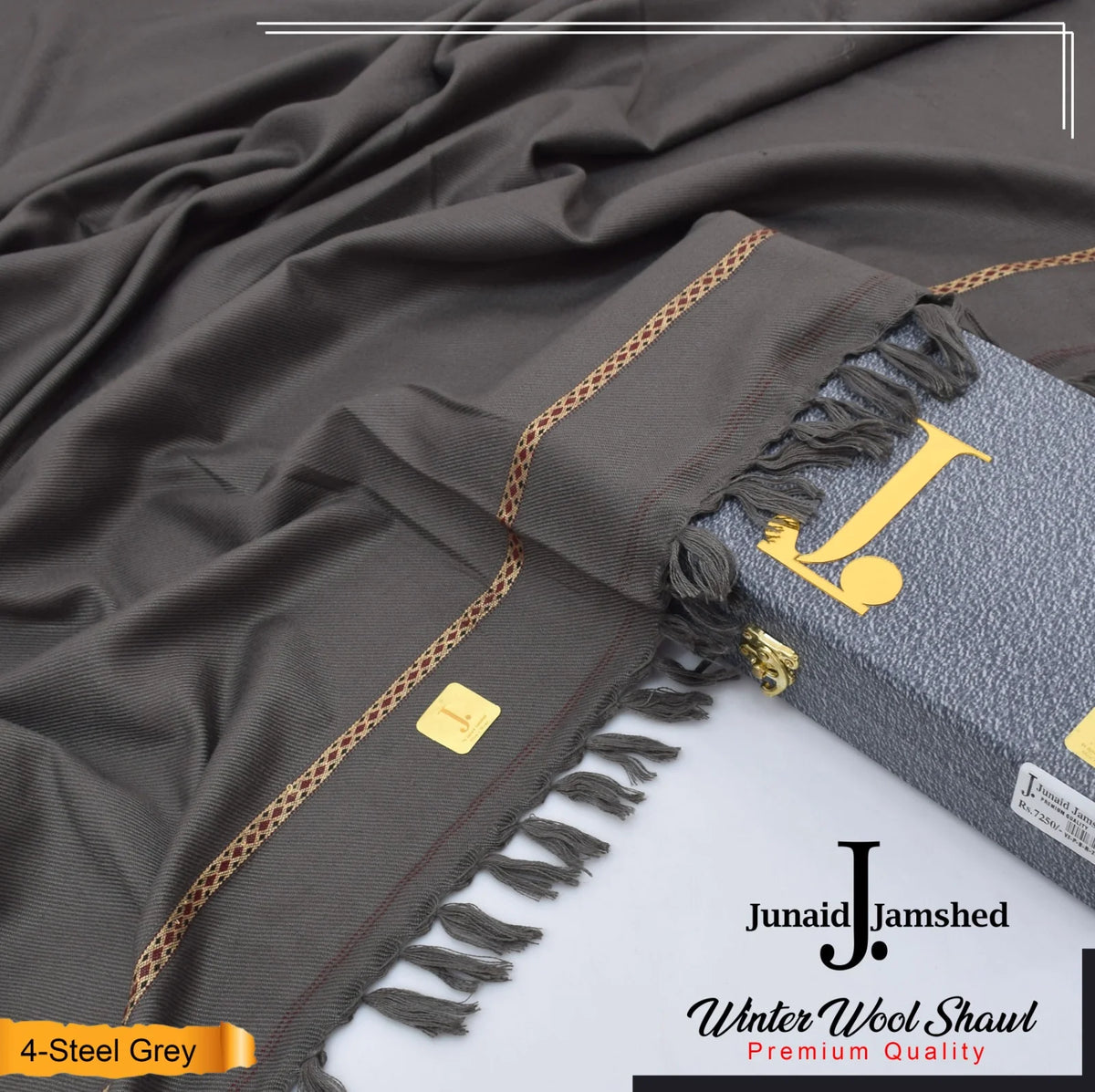 J. Junaid Jamshed Warm Woolen Shawl for Men GREY