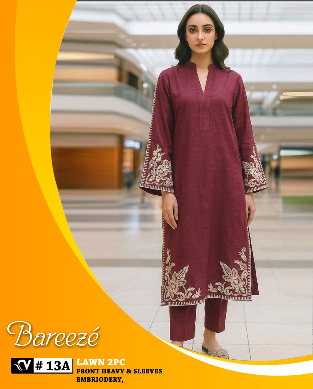 Bareeze 2-Piece Full Embroidered Lawn Suit D#089