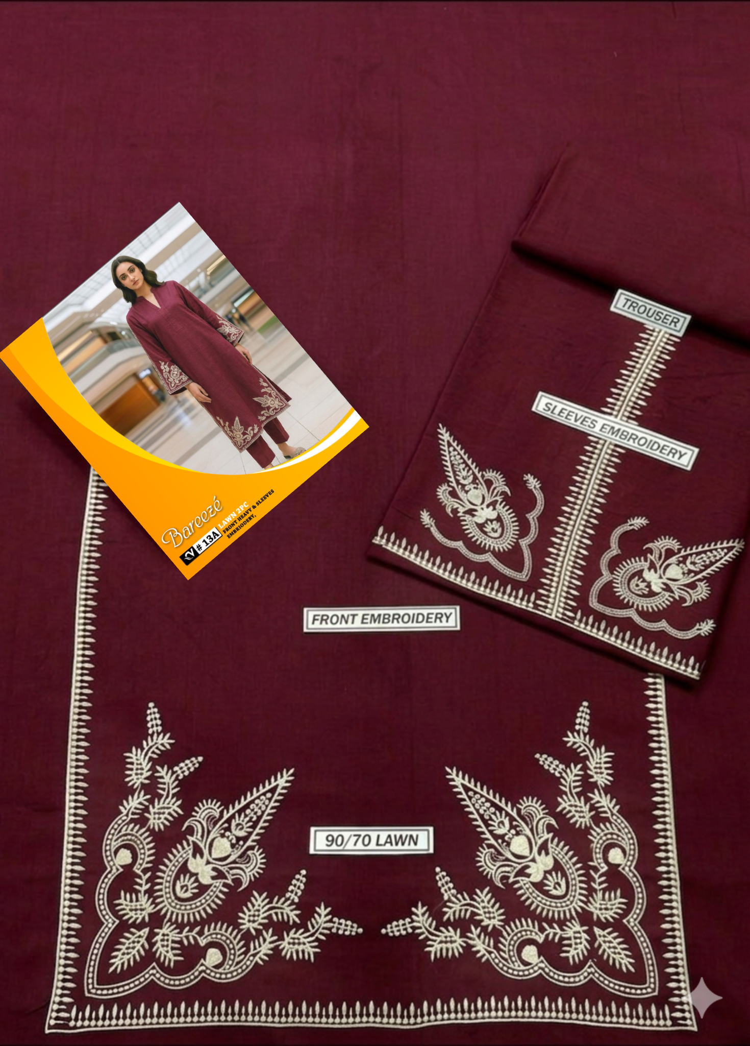 Bareeze 2-Piece Full Embroidered Lawn Suit D#089
