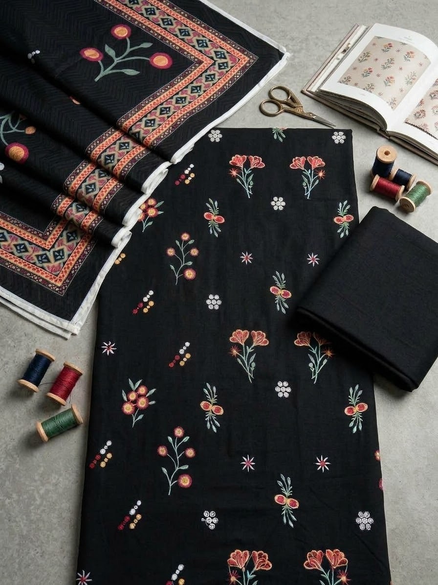 Latest Viral Embroidered Dhanak 3pc Winter Collection Unstitch D008