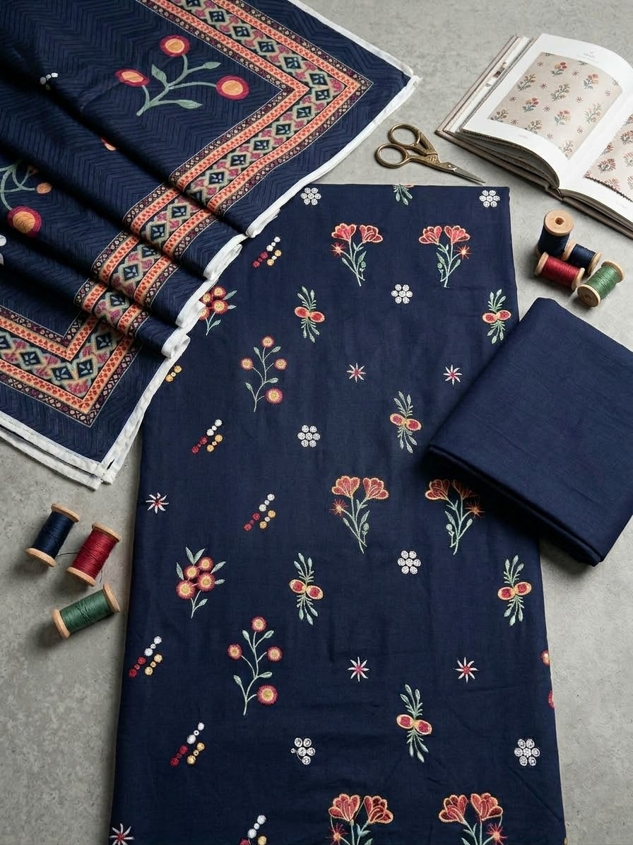 Latest Viral Embroidered Dhanak 3pc Winter Collection Unstitch D0011