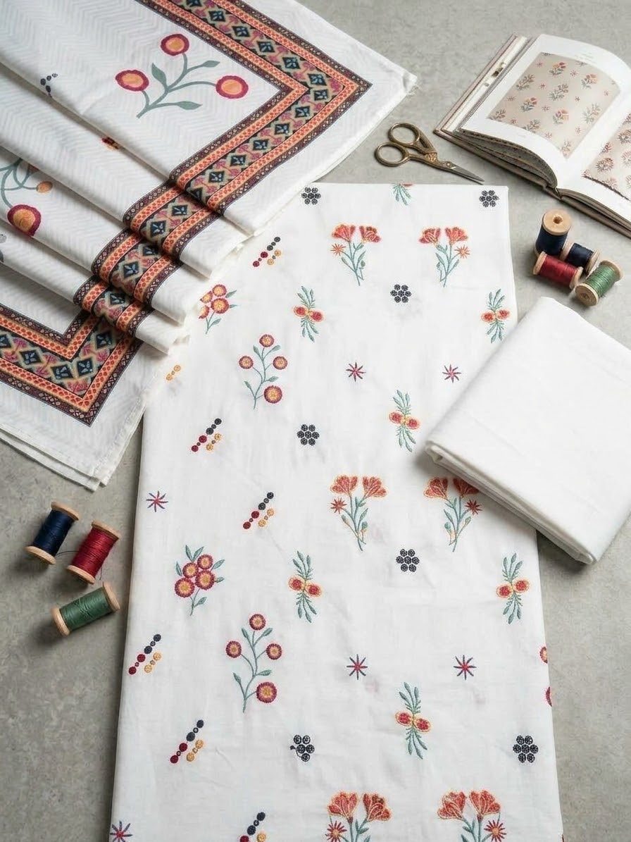 Latest Viral Embroidered Dhanak 3pc Winter Collection Unstitch D009