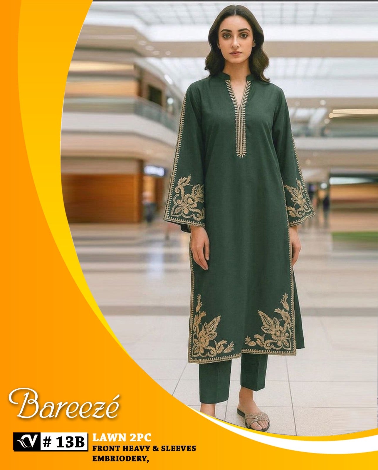 Bareeze 2-Piece Full Embroidered Lawn Suit D#090