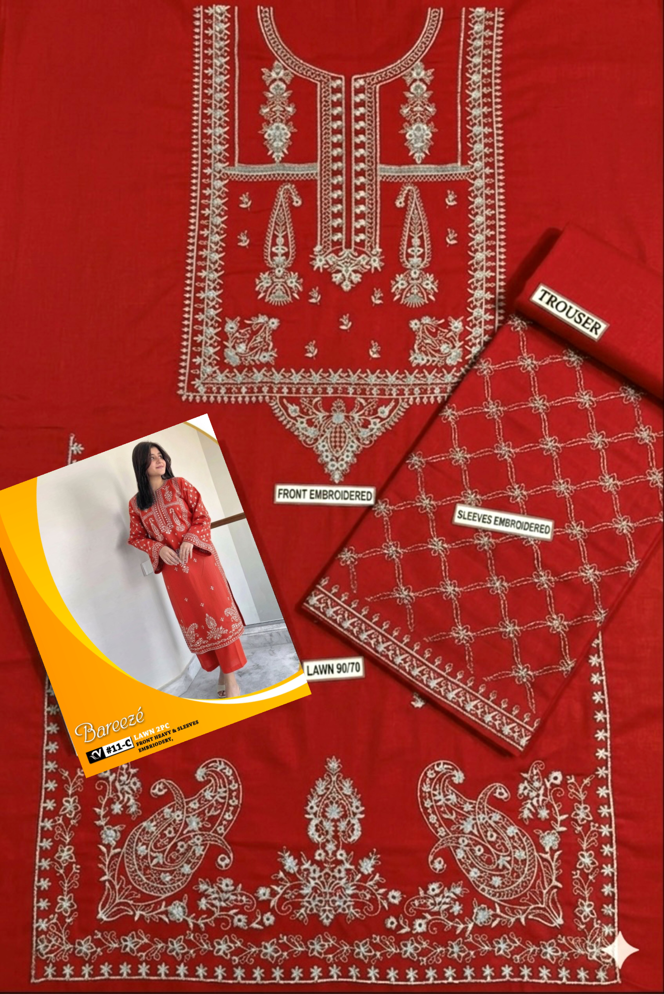 Bareeze 2-Piece Full Embroidered Lawn Suit D#096