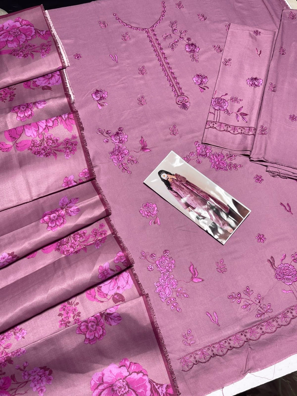 SALE Embroidered Dhanak 3pc Winter Collection Unstitch D034