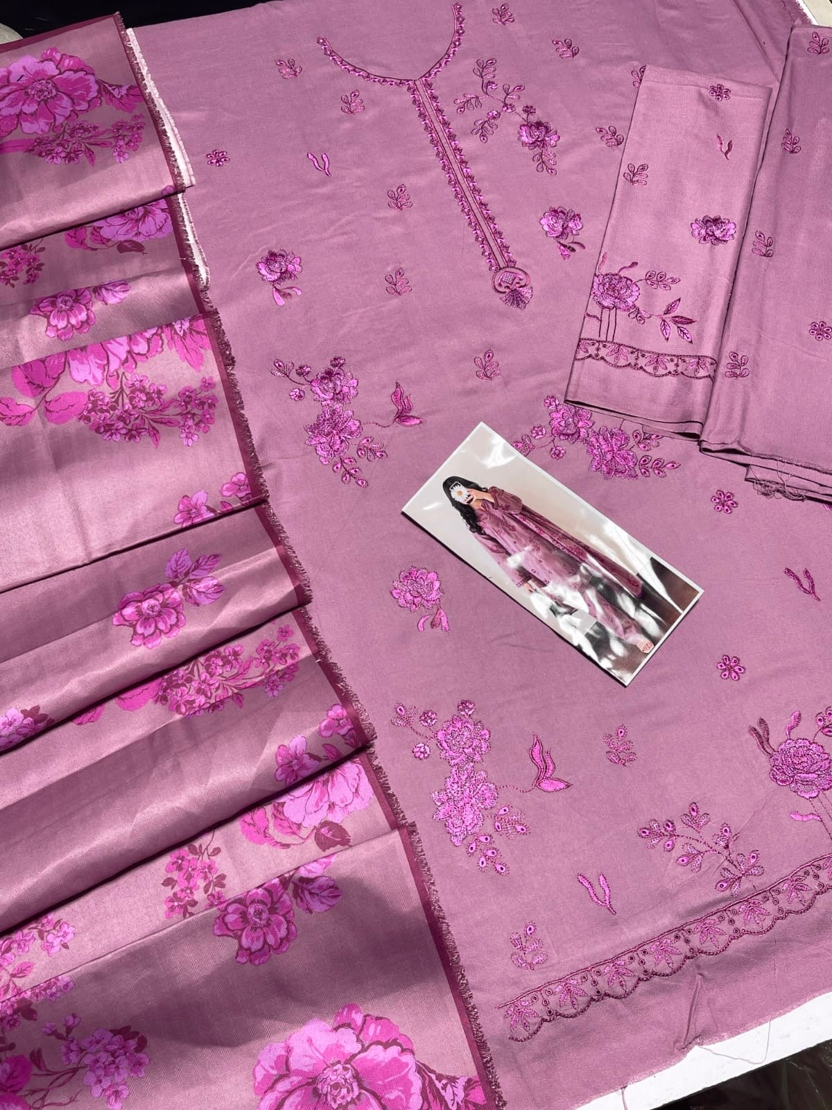 SALE Embroidered Dhanak 3pc Winter Collection Unstitch D034