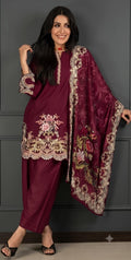 SALE Embroidered Dhanak 3pc Winter Collection Unstitch D022