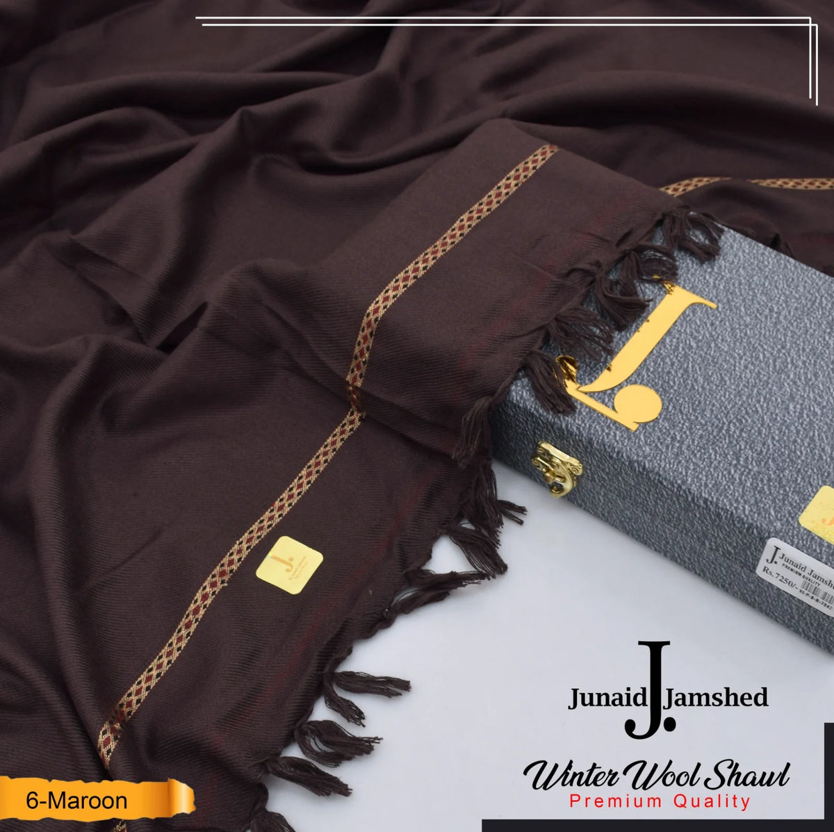 J. Junaid Jamshed Warm Woolen Shawl for Men MAROON