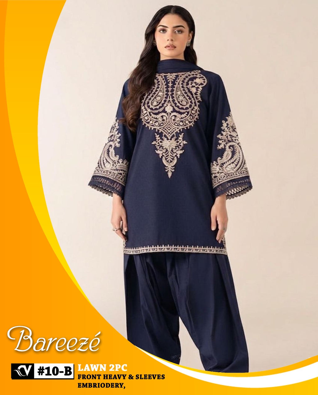 Bareeze 2-Piece Full Embroidered Lawn Suit D#093