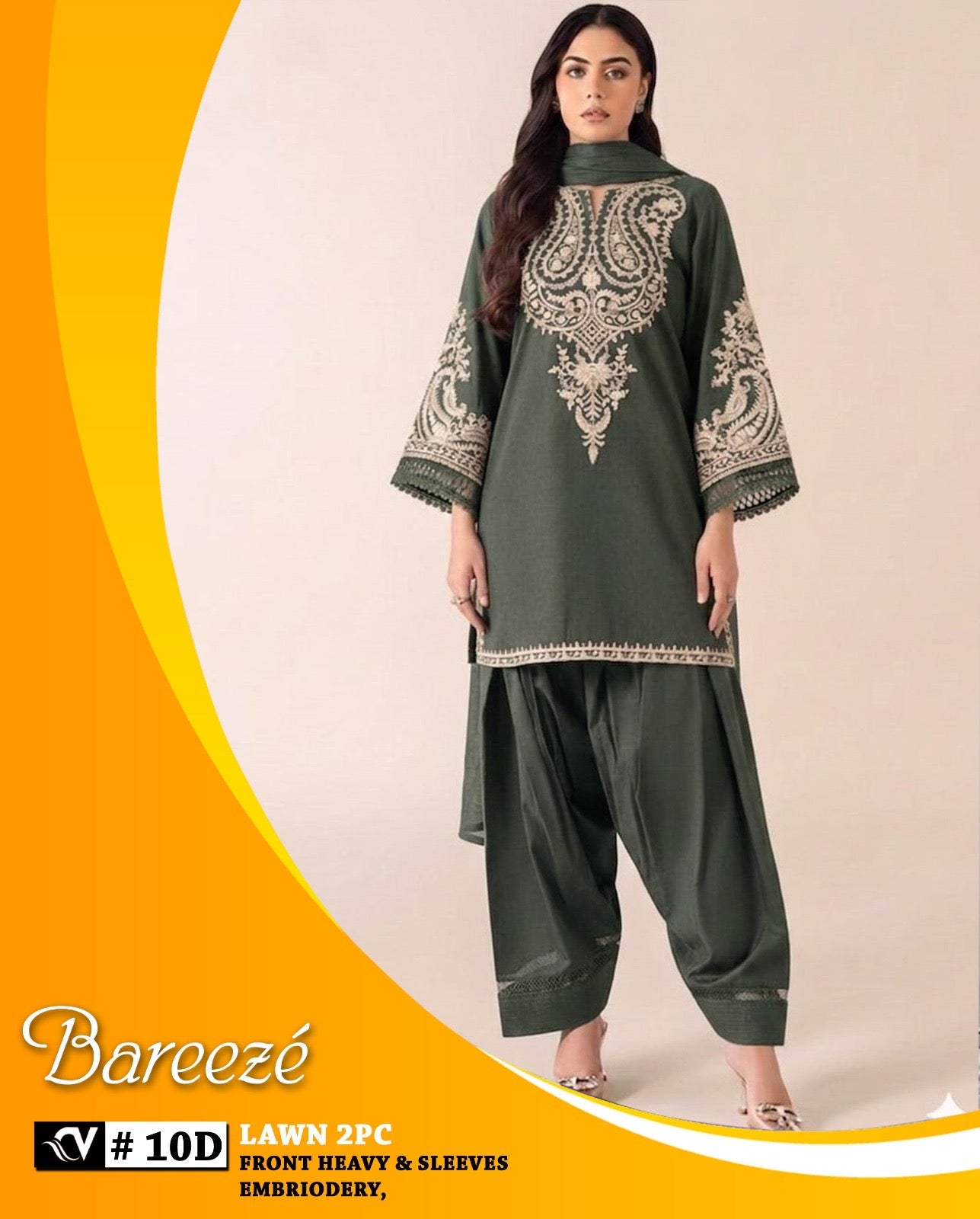 Bareeze 2-Piece Full Embroidered Lawn Suit D#094