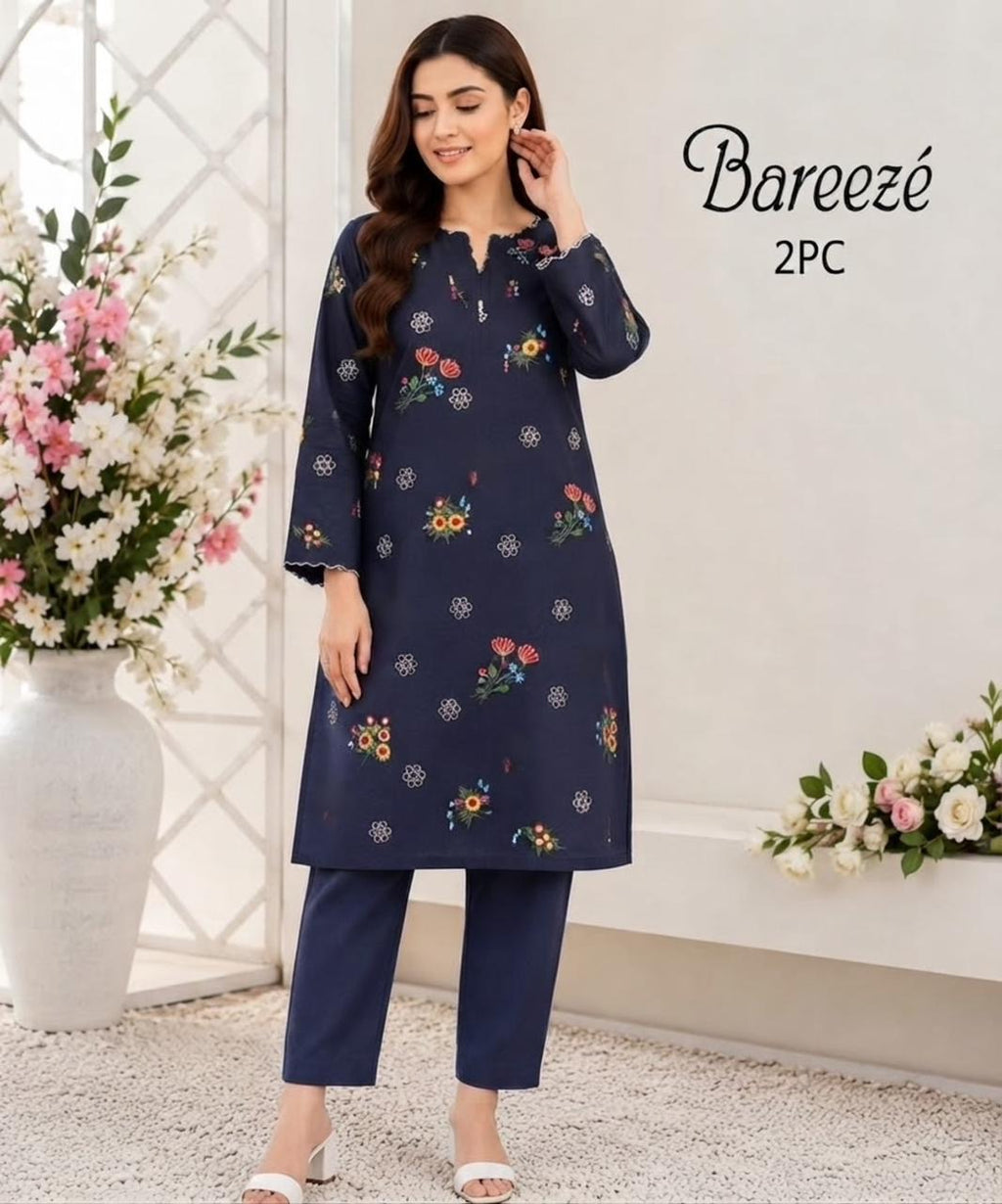 Bareeze 2-Piece Embroidered Dhanak Winter Suit D#105