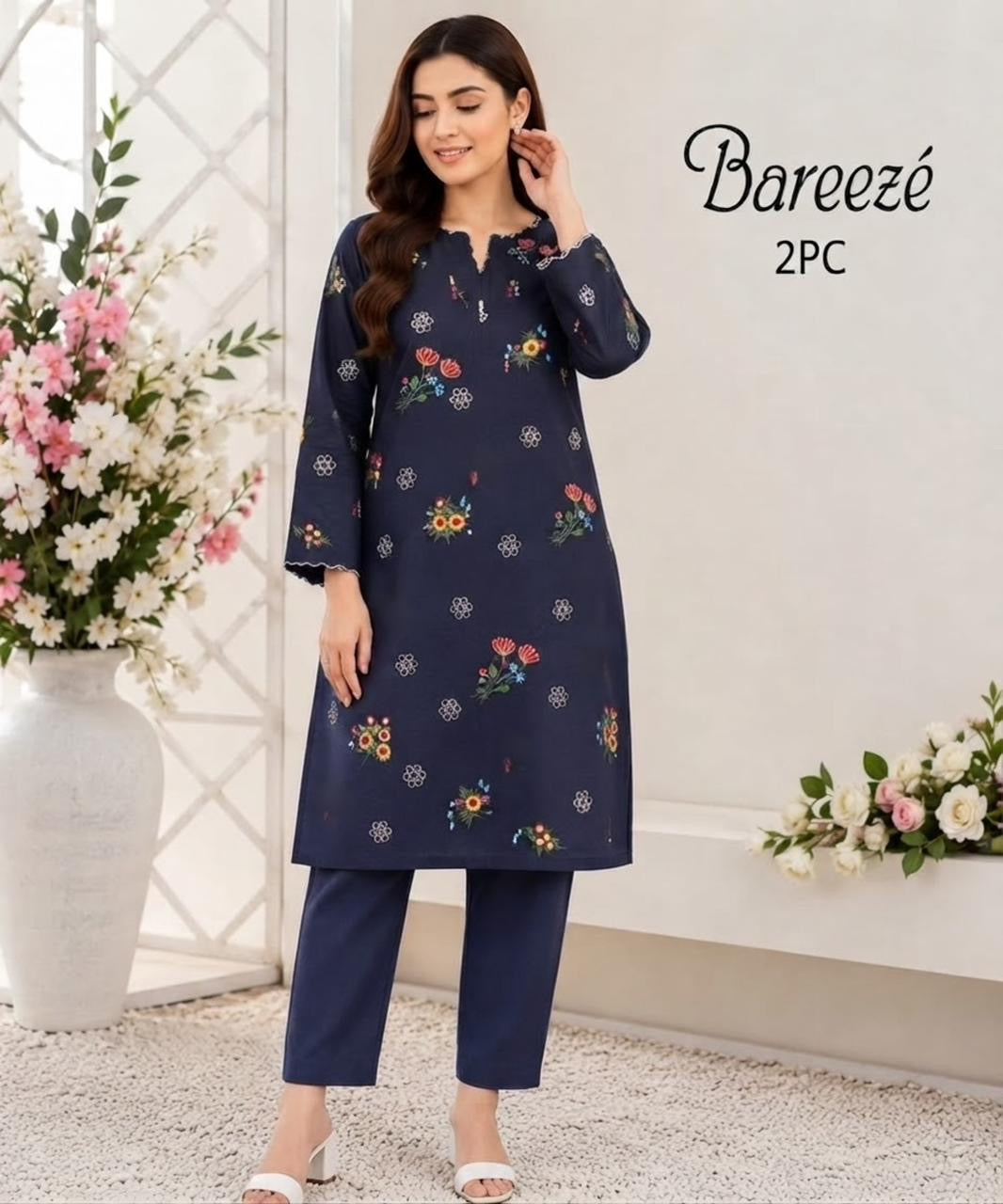Bareeze 2-Piece Embroidered Dhanak Winter Suit D#105