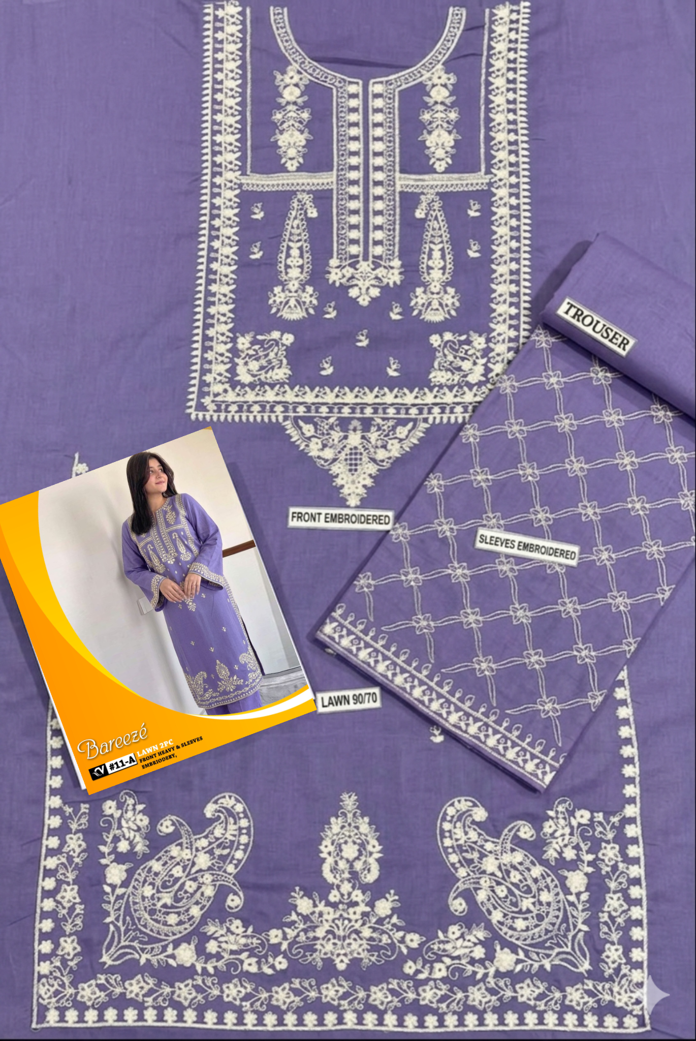 Bareeze 2-Piece Full Embroidered Lawn Suit D#098