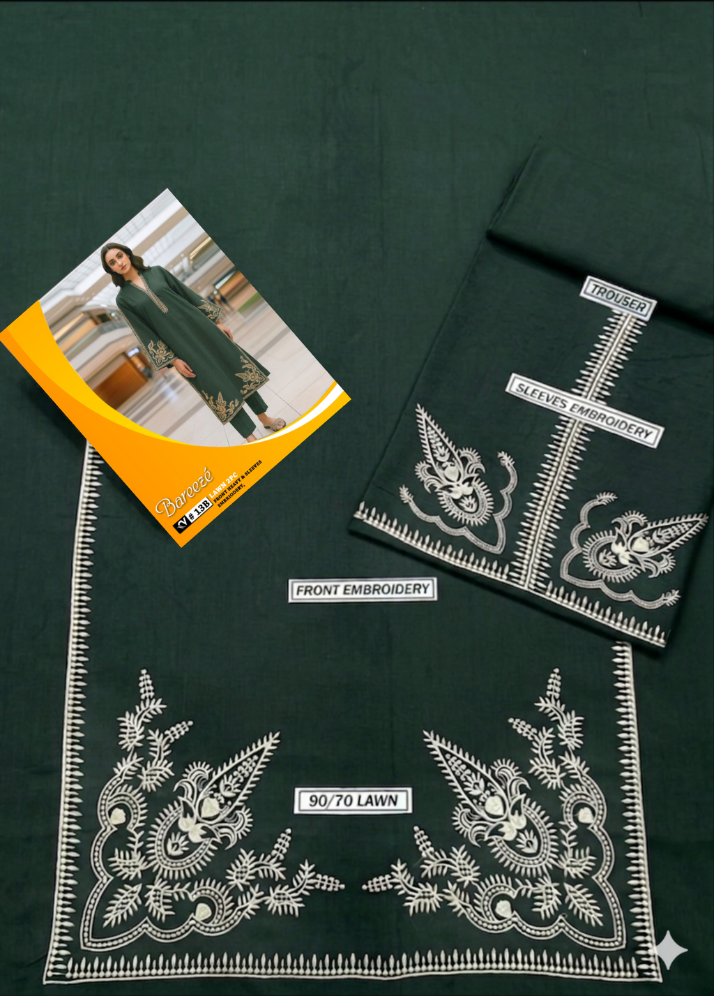 Bareeze 2-Piece Full Embroidered Lawn Suit D#090