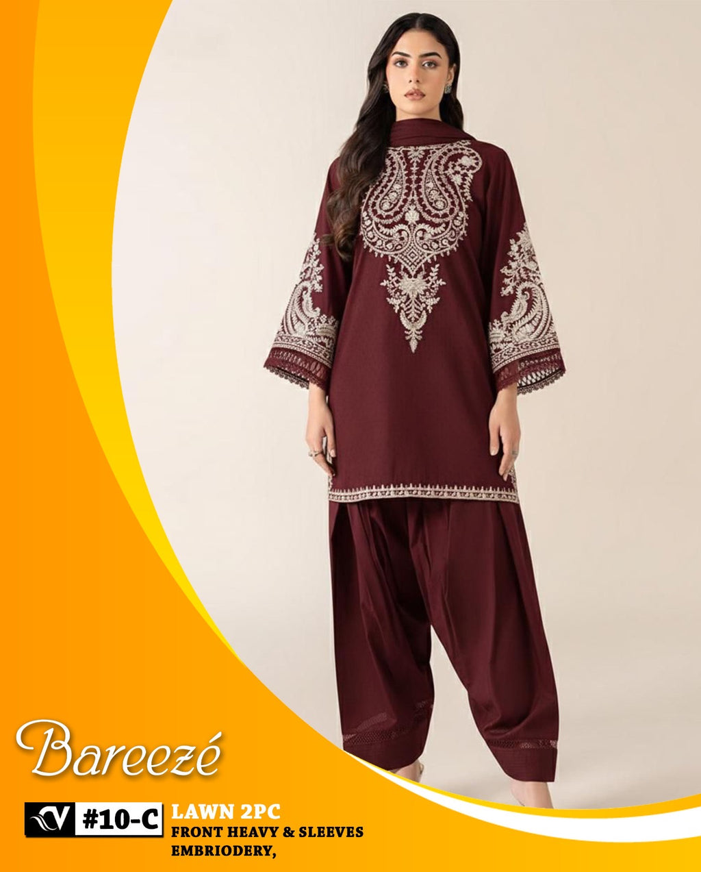 Bareeze 2-Piece Full Embroidered Lawn Suit D#095