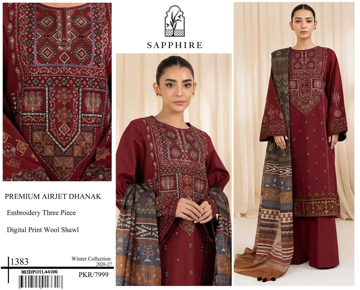 SALE Embroidered Dhanak 3pc Winter Collection Unstitch D029
