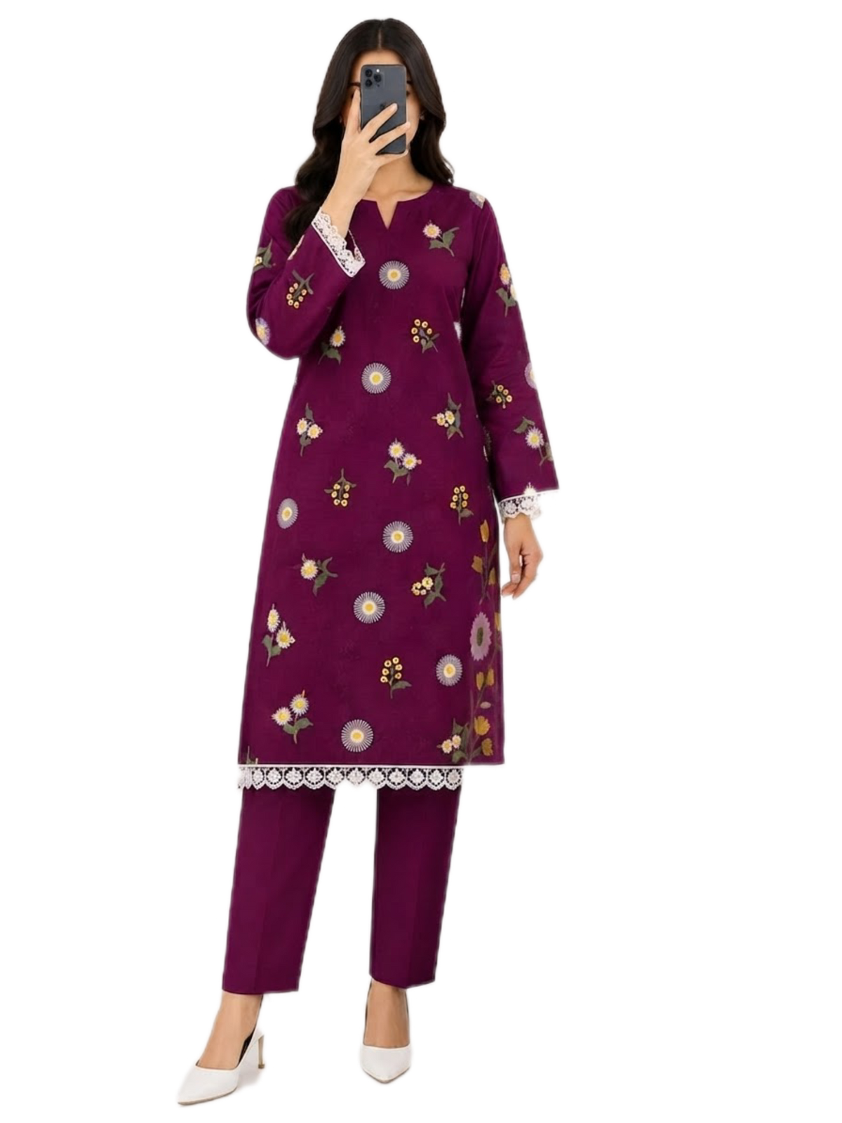 Bareeze 2-Piece Embroidered Dhanak Winter Suit D#111