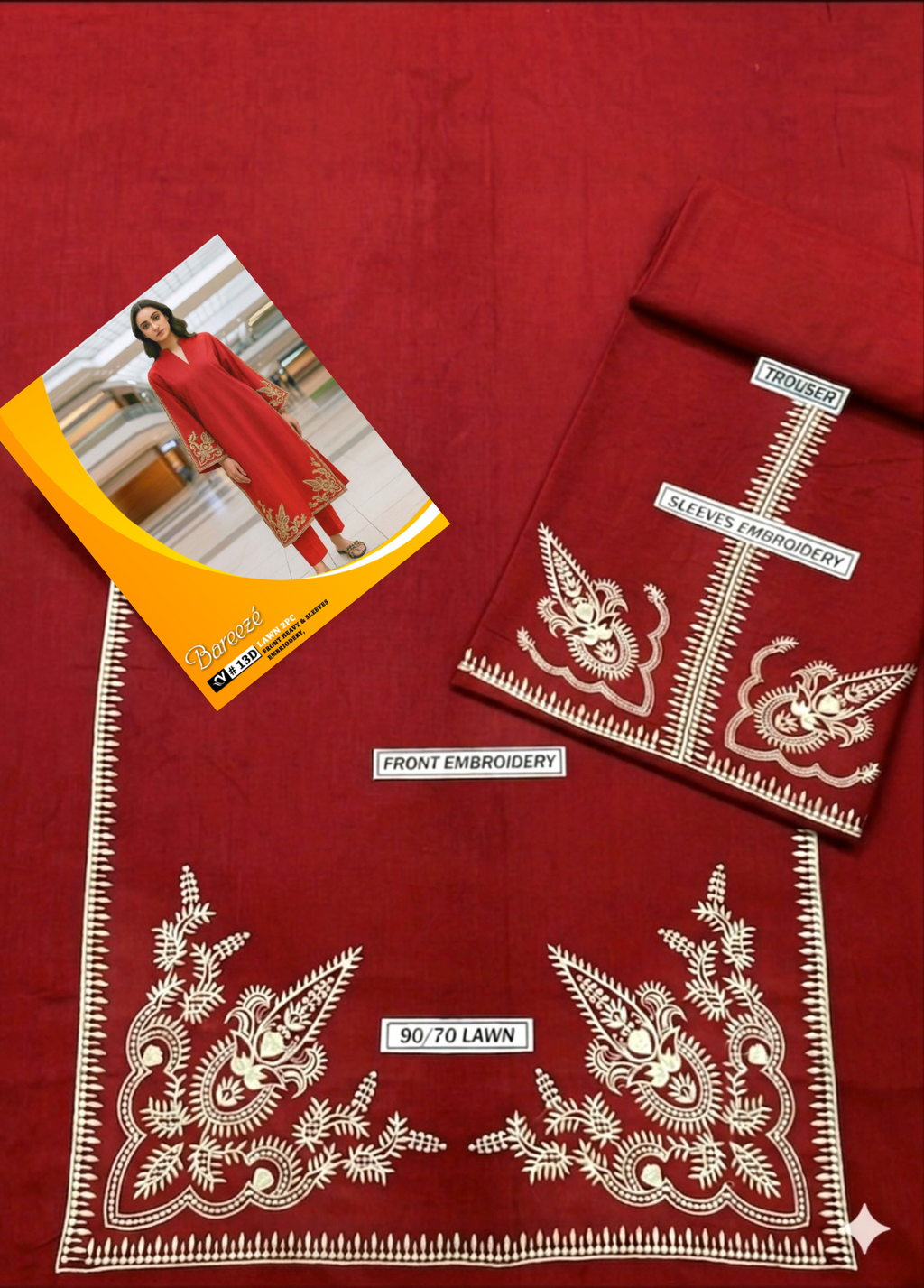 Bareeze 2-Piece Full Embroidered Lawn Suit D#088